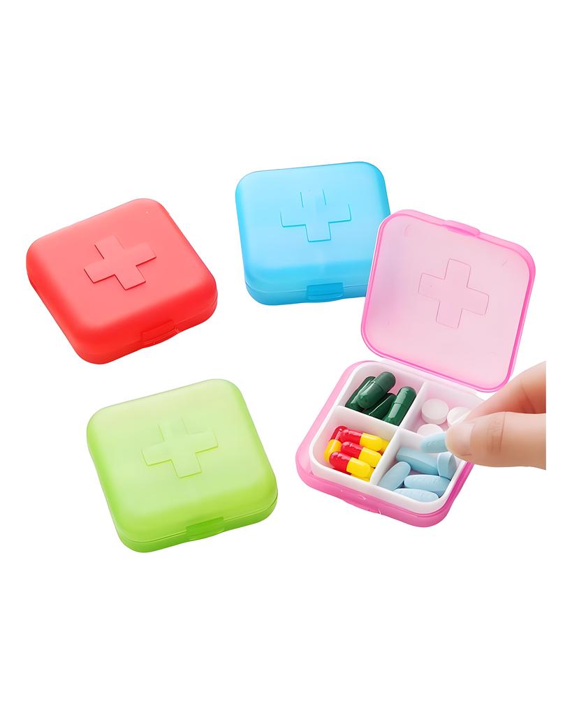 Portable Travel 4 Grid Pill Storage Box Case Container Mini Medicine Organizer