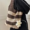 Yogodlns Gewebte Damen-Schultertaschen Damen Streifen Designer Gestrickte Zopf-Handtaschen Tragetasche Sommer Strand Shopper Geldbörsen