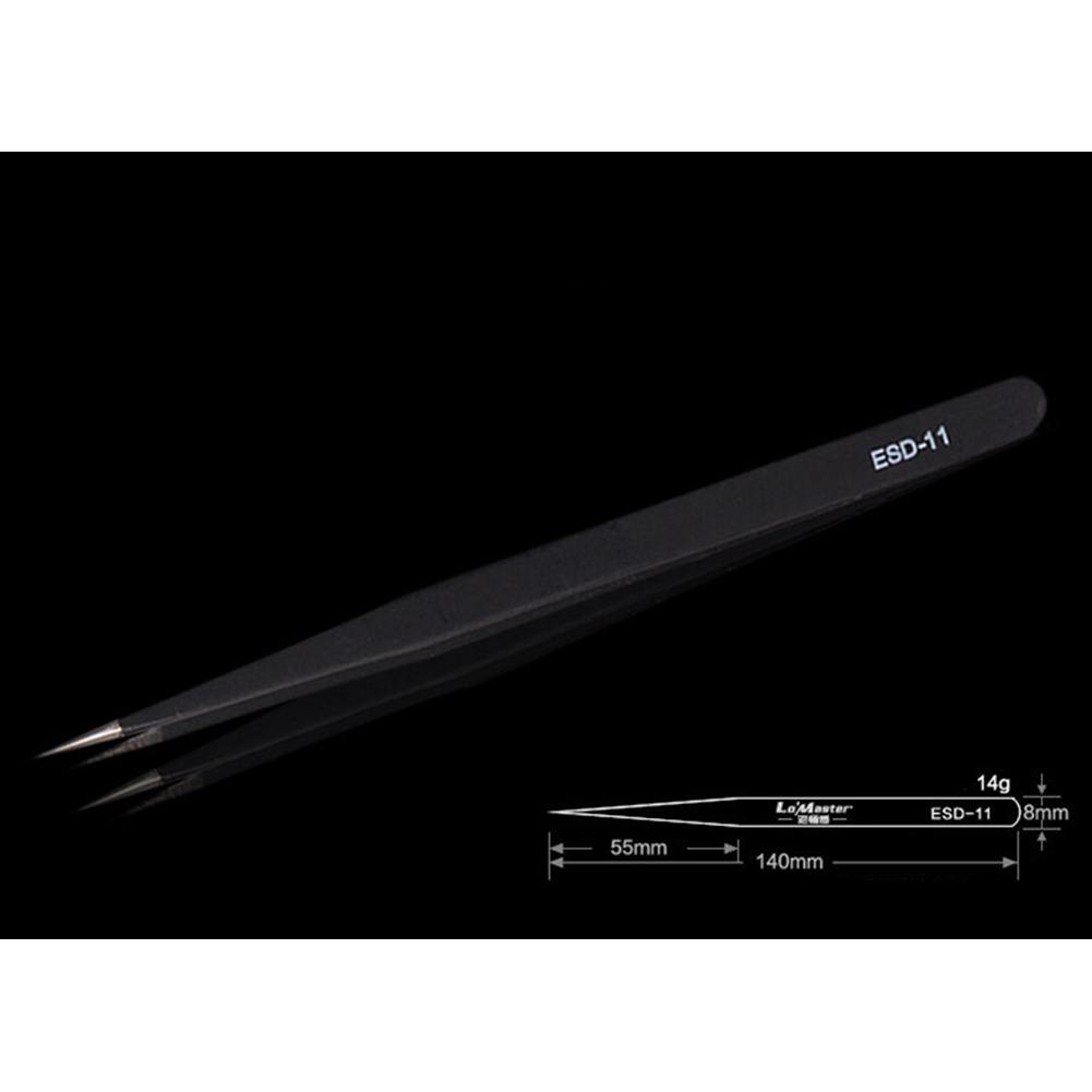 Safe Stainless Steel Anti-static ESD Tweezers Industrial Precision Pointed Elbow Curved Straight Tweezers