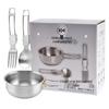 Outdoor Camping Stainless Steel Cookware Set: Portable Sandblasted Cups, Plates, and Pots for Picnics