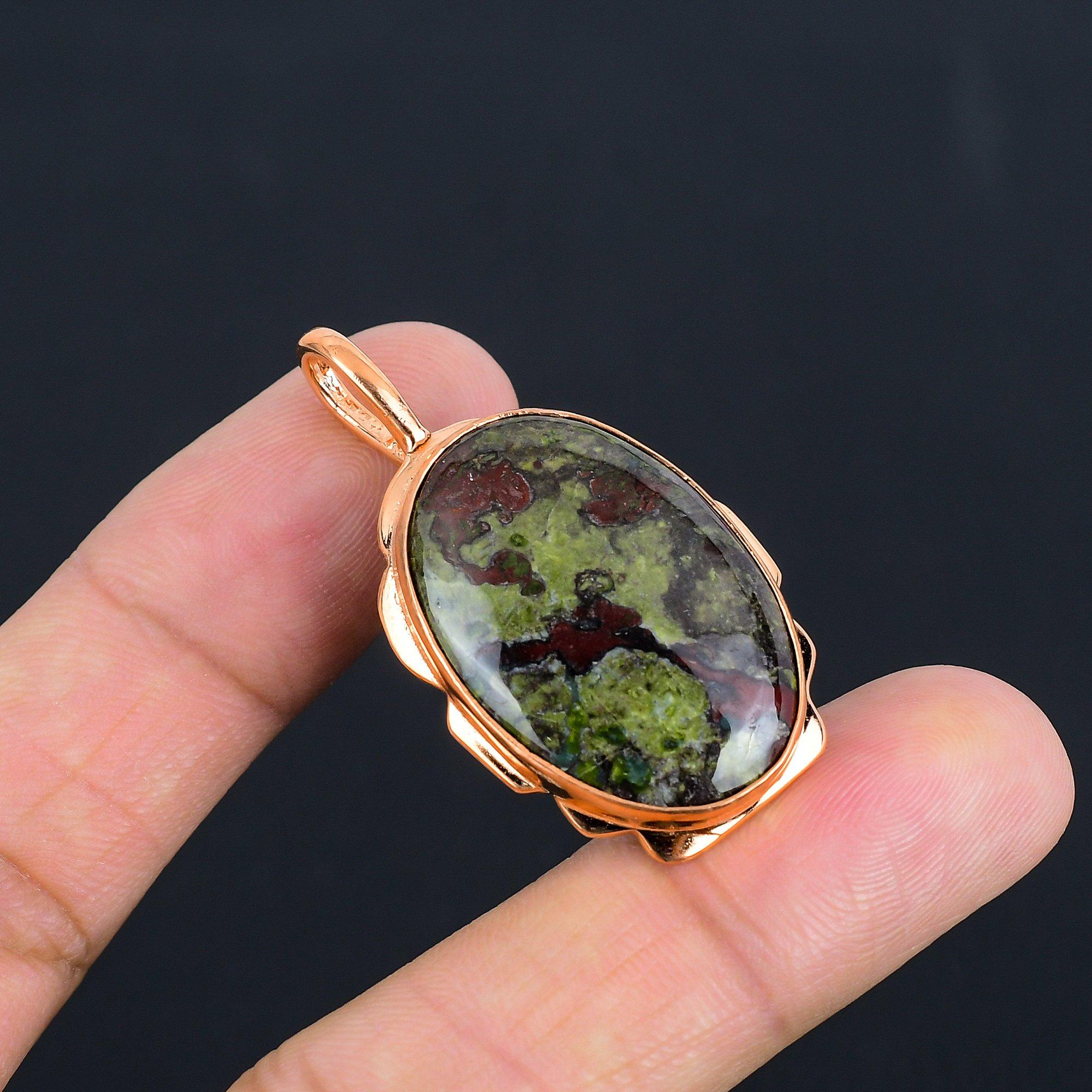 

Подвеска ювелирных изделий из драгоценного камня крови дракона ручной работы из меди для свадебного подарка 1.85 Inches зелёный