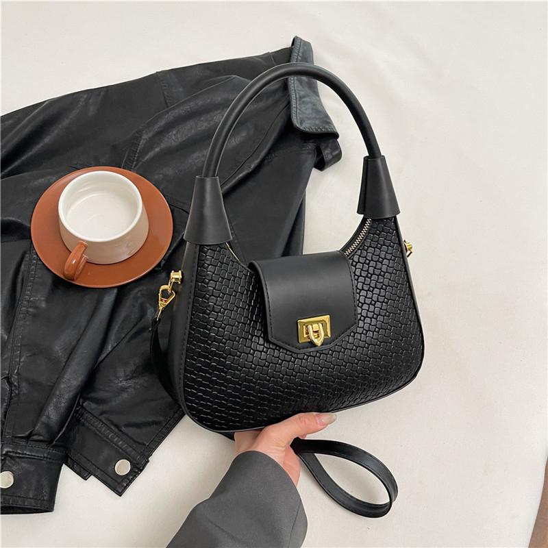 Simple Casual Fashionable Crossbody Tote Bag Vintage Half Moon Design Solid Color For Women Underarm Hobo Bag CLE