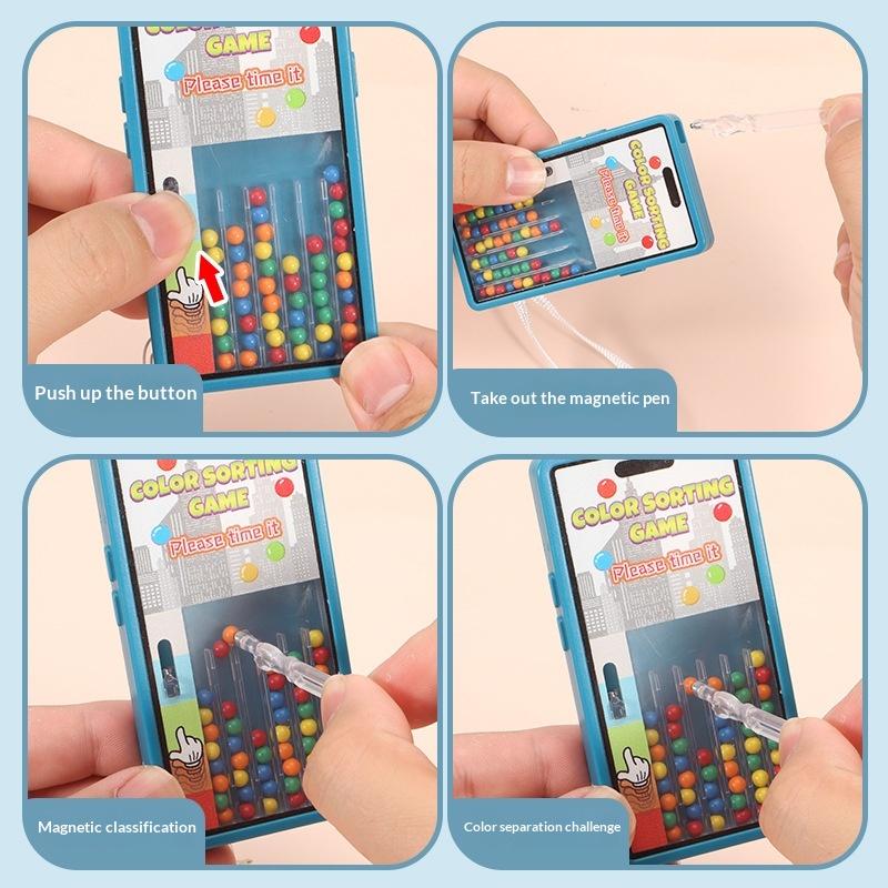 Color Sorting Colored Beans Game Console, Safe Non-Toxic Fine Motor Skill Training Toy for Toddlers Travel Portable Use