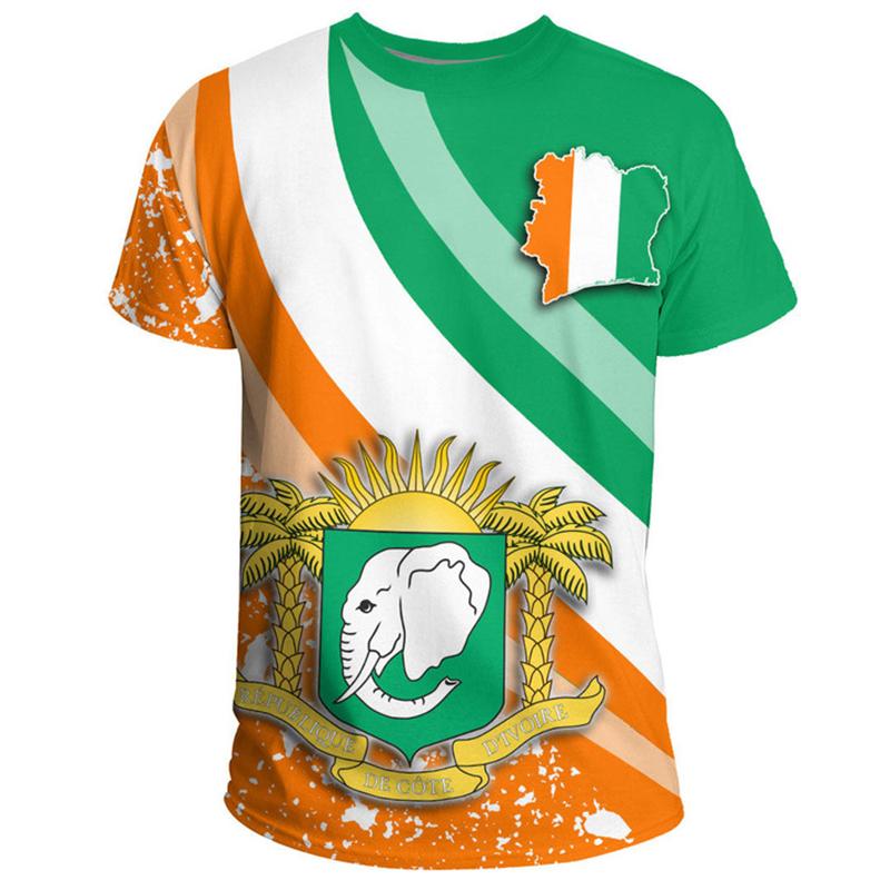 

Oversized T-shirts 3D Print Cote DIvoire Emblem Flag CI Lvory Coast Retro Clothing Streetwear Casual Short-sleeve T Shirt Tops 160 (13T-14T)