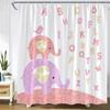 Cartoon Hand-Painted Animal Shower Curtain Cat Bird Rabbit Plant Flower Child Bathroom Decoration with Hook Bath Hanging Screen