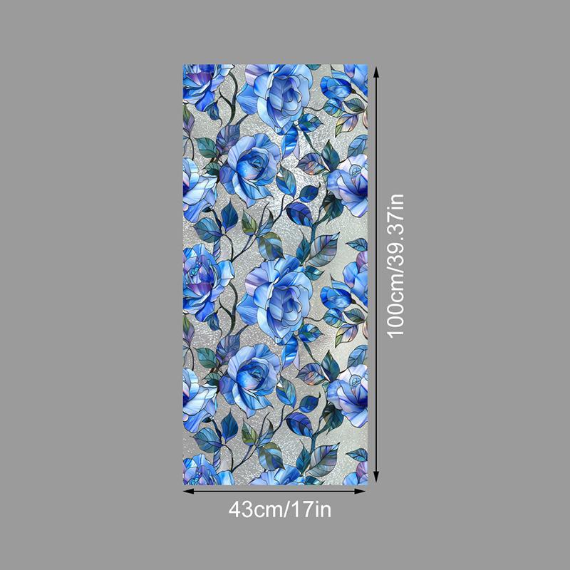 

Static Cling Window Film Privacy Protection Pvc Stained Glass Film Colorful Plants Flowers Print Home Decor Sticker (as the picture,43x100cm)
