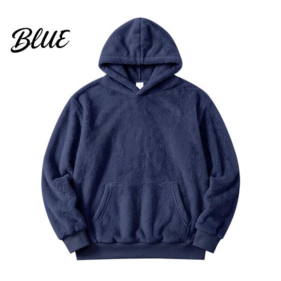 Men Thermal Sweatshirt Plush Hoodie Teddy Fleece Pullover with Kangaroo Pocket Loose Winter Cold Weather Clothing Fit Fuzzy Warm Jumper for