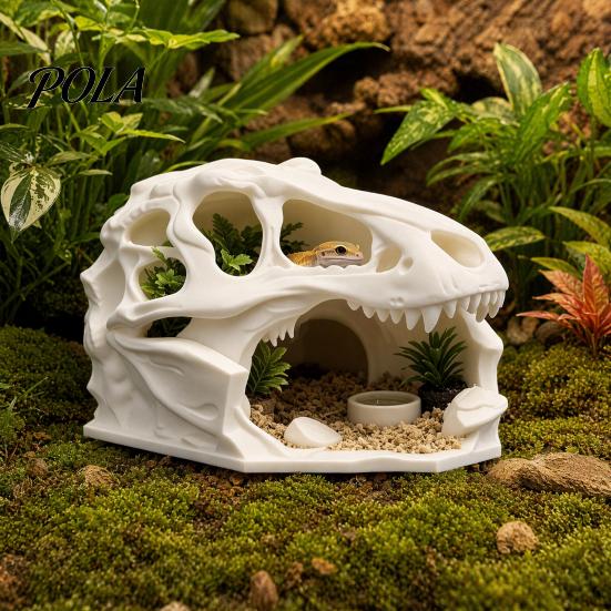 Natural Looking Reptile Shelter Dragon Skull Shelter, Hide Cave, for Terrarium Lizards Hideouts Fish Tanks Accessories Decorative Ornament Living Room
