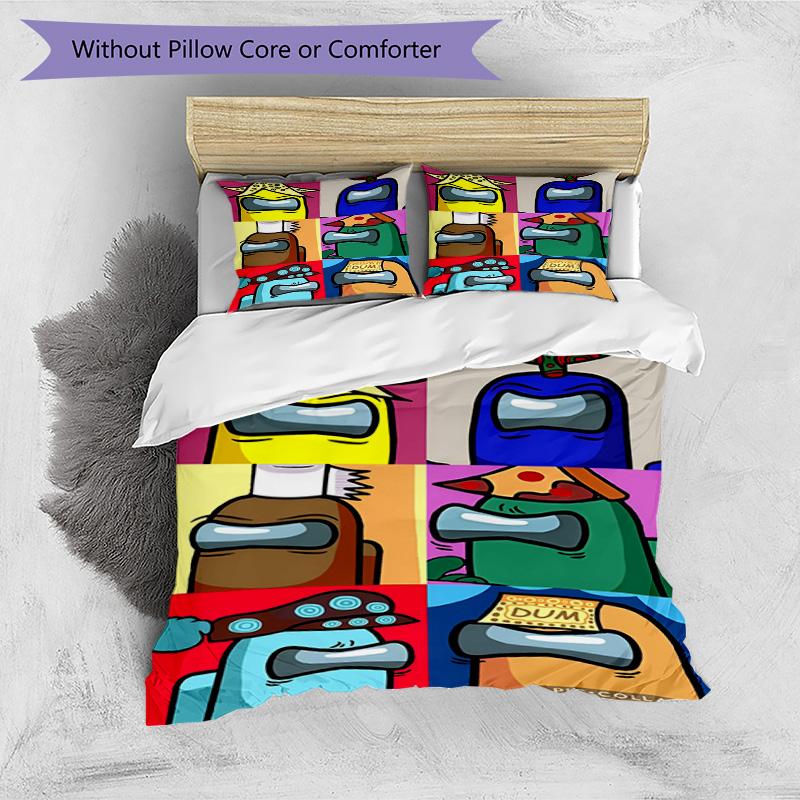 3pcs Duvet Cover Set (1*Duvet Cover + 2*Pillowcase, Without Core), Among Us Print Bedding Set, Bedroom Decor, All‑Season, Birthday Gift