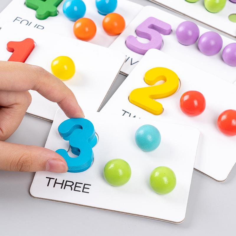Wooden Number Operation Flashcards & Beads Puzzle Game for Kids