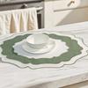 Scalloped Linen Placemat Dining Table Mat Machine Washable Wrinkle Free Dining Placemat for Home Farmhouse Kitchen Restaurant