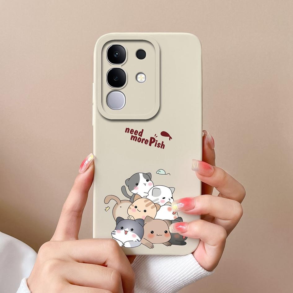 New Case For Vivo Y19S V30 V40e V50 Y04 T4x iQOO Z9s Y29 Y29S Y39 S19 Pro V40 Lite(IDN) Lovely Owl Kitten Slim Silicone Shockproof Shell For Vivo Capa
