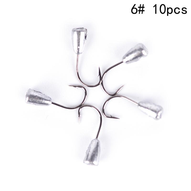10/50X Overturned Hook Titanium Tungsten Barbed Fishhook Tin Jig Head Stand Hook