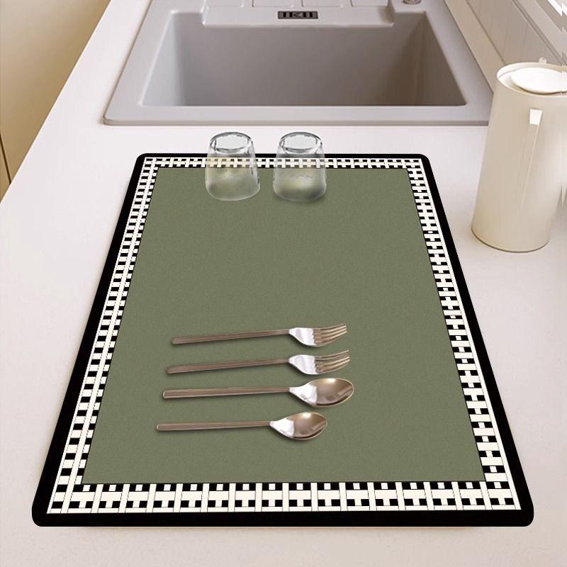 Kitchen Drying Pad Coffee Pads Dish Drying Pad Non-slip Rubber Pad Kitchen Counter Mat Heat Resistant Sink Mat Home Supplies