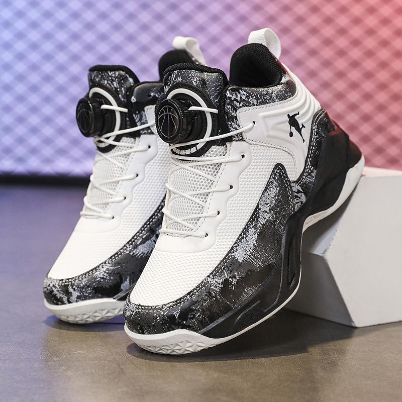 Boys' Sports Shoes 2025 New Autumn Children's Basketball Shoes Leather Upper Middle and Older Boys' Running Shoes