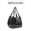 New Old Money Style Handheld Bucket Bag Large Capacity Commuter Shoulder Cross Tote Bag Weaving Parachute Bag