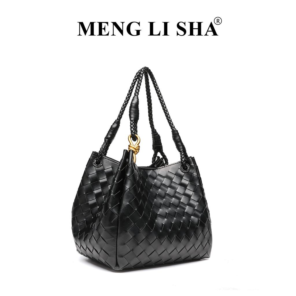 New Old Money Style Handheld Bucket Bag Large Capacity Commuter Shoulder Cross Tote Bag Weaving Parachute Bag