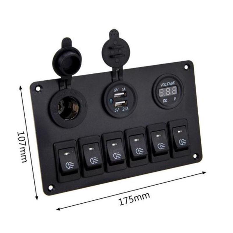 6-gangový spínač ovládacího panelu Led Rocker Breaker Auto Marine Boat Truck okruh