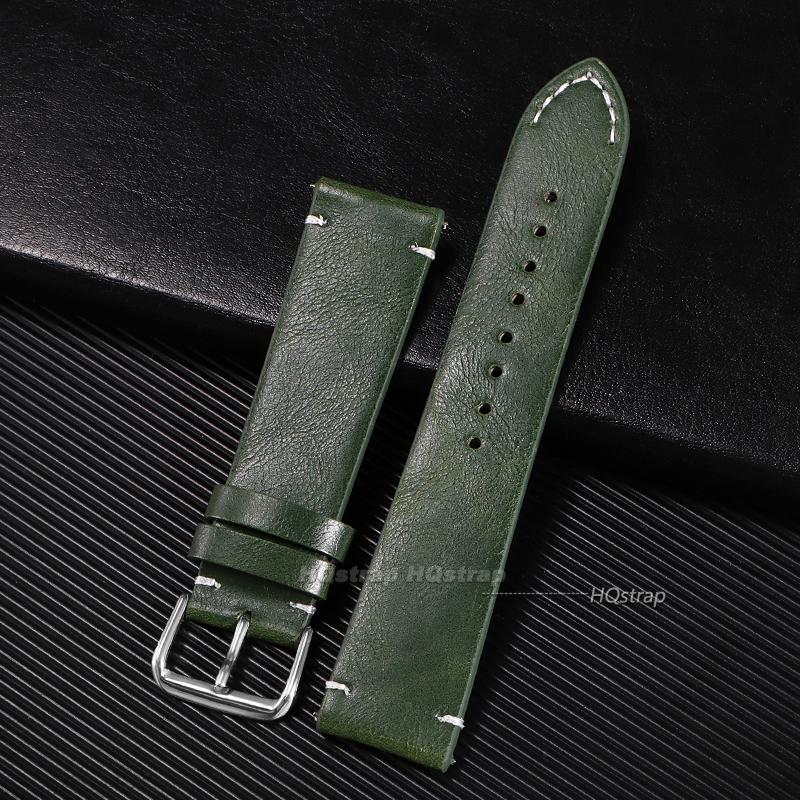 Cowhide Watch Strap Bracelet Vintage Genuine Leather 18mm 20mm 22mm 24mm Watchband Women Men Sport Quick Release Wristband