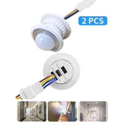 2PCS Human Sensor Detector Smart Switch 85-265V Time Delay Mode Adjust Lighting Switch For Led Lamp Downlight Ceiling Light