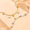 Gold Plated Paperclip Chain Bracelet with Mother of Pearl Heart Charms Fashion Jewelry for Women