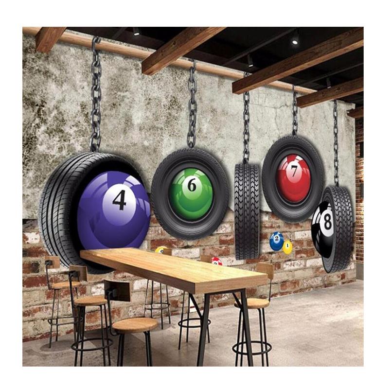 

Fashion Retro Wallpaper Tire Billiard Room 3d Mural Personality Background Wall Wallpaper 200 cm(W) x 140 cm(H)