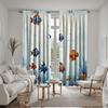 2 pieces of HD blue sea bottom goldfish coral decorative curtain white tie digital printed curtain Home decoration style decorat