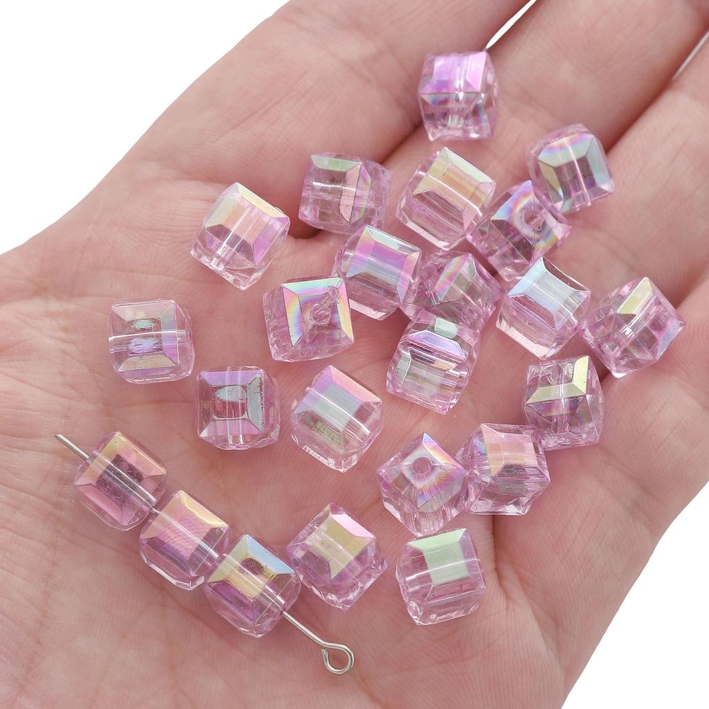Ręcznie robione koraliki akrylowe 8mm iluzja imitacja szklanych kwadratowych koralików ręcznie robione akcesoria diy luźne koraliki koraliki ręczne łańcuszek do telefonu komórkowego materiał pakiet