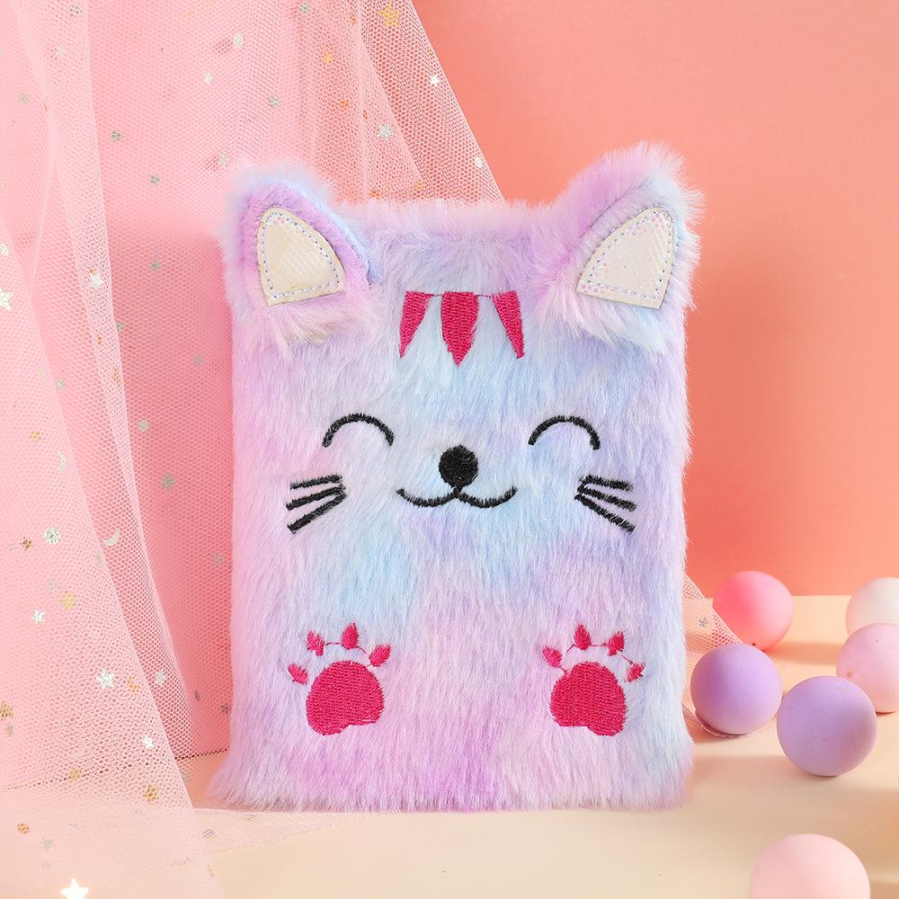 Cute Cat Plush Notebook: Cartoon Writing Journal & Planner for Girls and Women