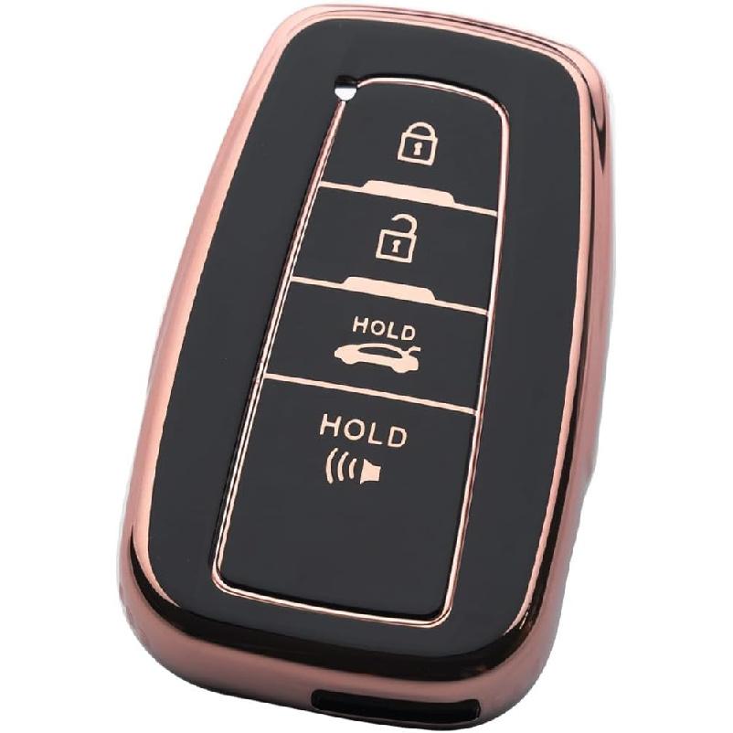 Key Fob Cover with Keychain Fit for Toyota - Highlander Corolla Prius 2018-2024 RAV4 Camry Avalon C-HR GT86 Smart Key