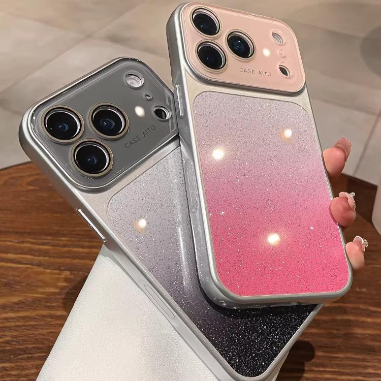 Glitter Gradient Camera Film Protector Case for For Iphone 1 16 17 Pro Max 13 14 17Pro Bling Shockproof Large Window Cover