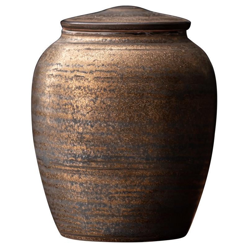 Ceramic tea can Small retro tea can Moisture-proof portable sealed jar Coarse pottery storage jar Household mini tea warehouse