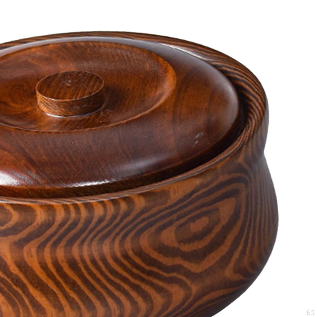 Drewno z pokrywkami do zupy, pojemnik na płatki zbożowe, solidna miska do serwowania