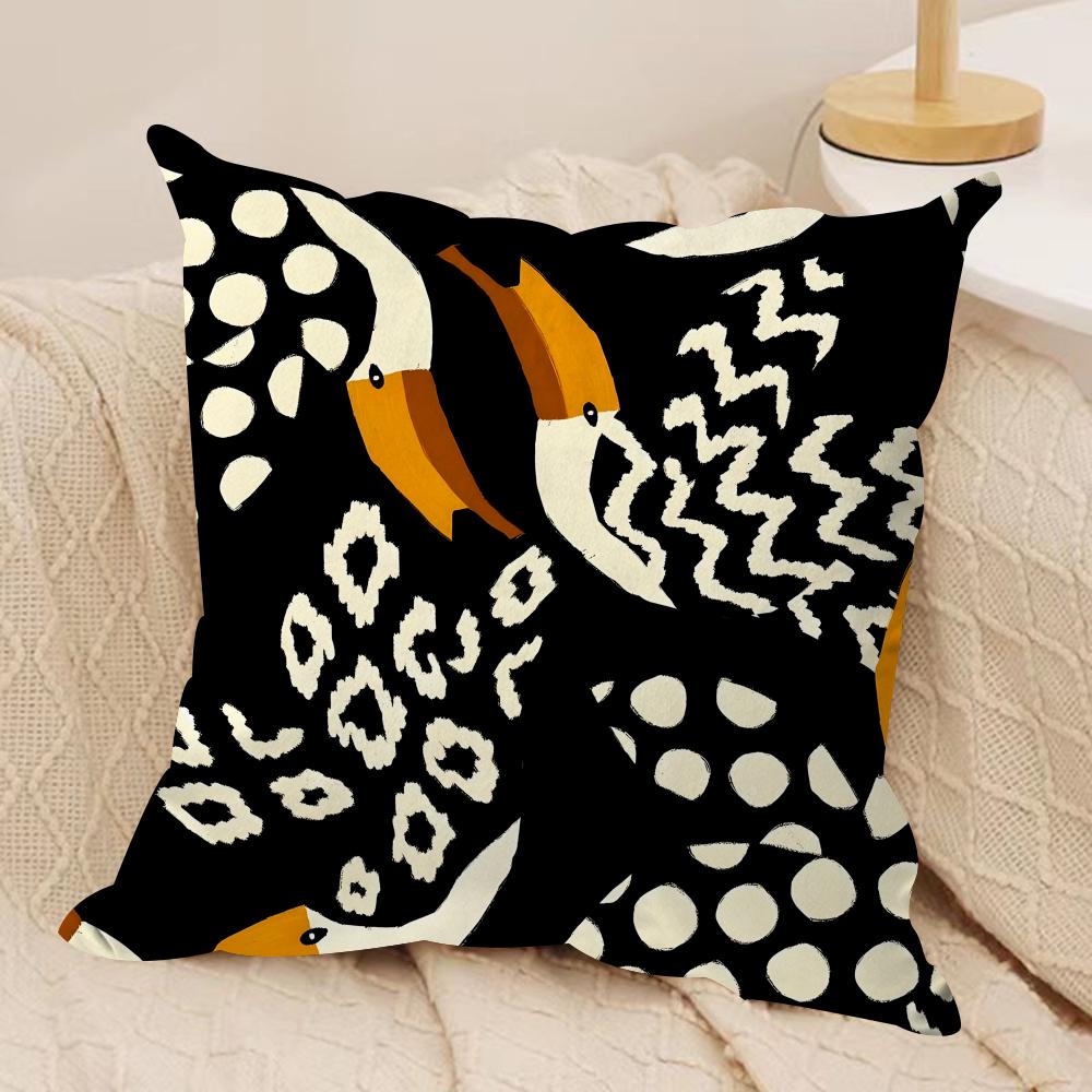 Art Abstract Illustration Cushion Cover Soft Plush Fabric Double-Sided Printed Sofa Cushion Cover for All Seasons Home DecorGift