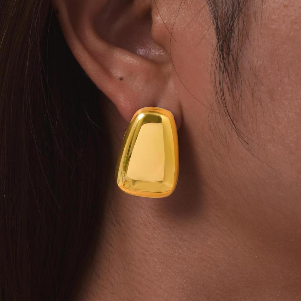 Stainless Steel Geometric Square Stud Earrings For Women Men Gold Color Earrings Vintage Minimalist Piercing Earring Jewelry