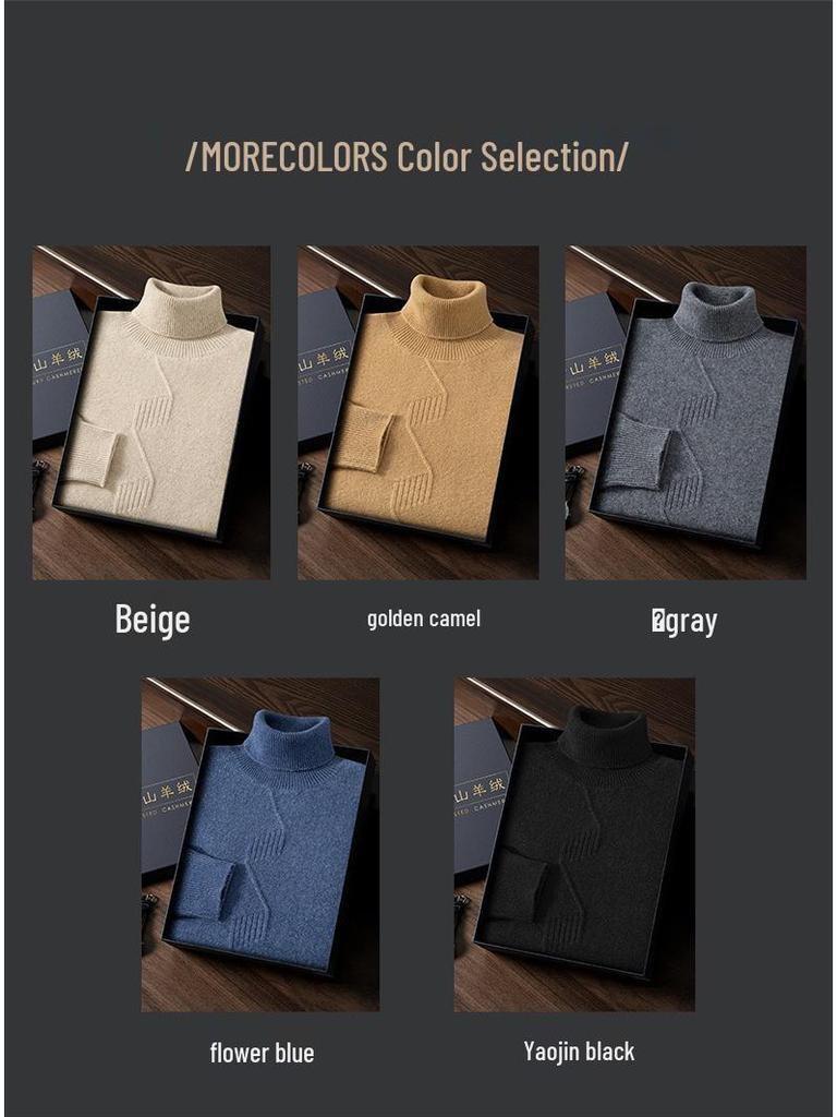 Versatile Men's Cashmere Sweater: Thick, Warm, Business & Casual Winter Wear