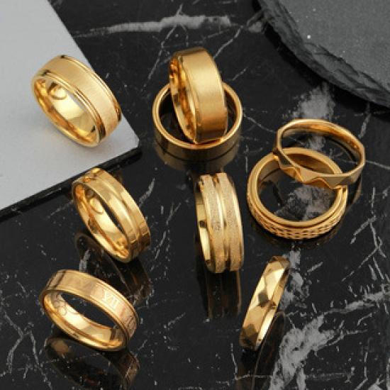 304 Stainless Steel Ring Middle Groove Matte Ring for Women Fashionable High-end Titanium Steel Ring Set
