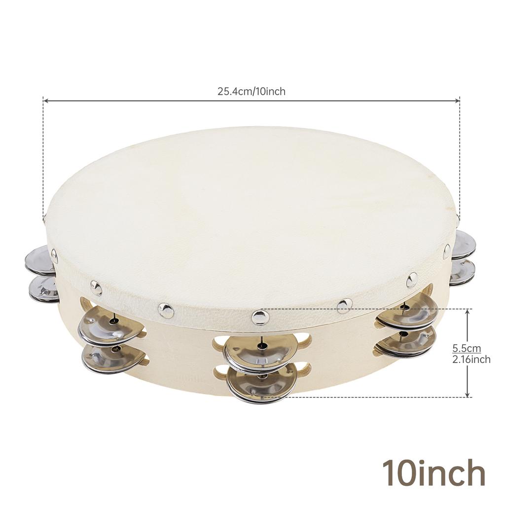 Holz Doppelreihe Schellen Tamburin 6 8 10 Zoll Schaffellkopf Handglocke Handtrommel Schwerlast Kirche Tanzparty KTV Professionelles Rhythmusinstrument