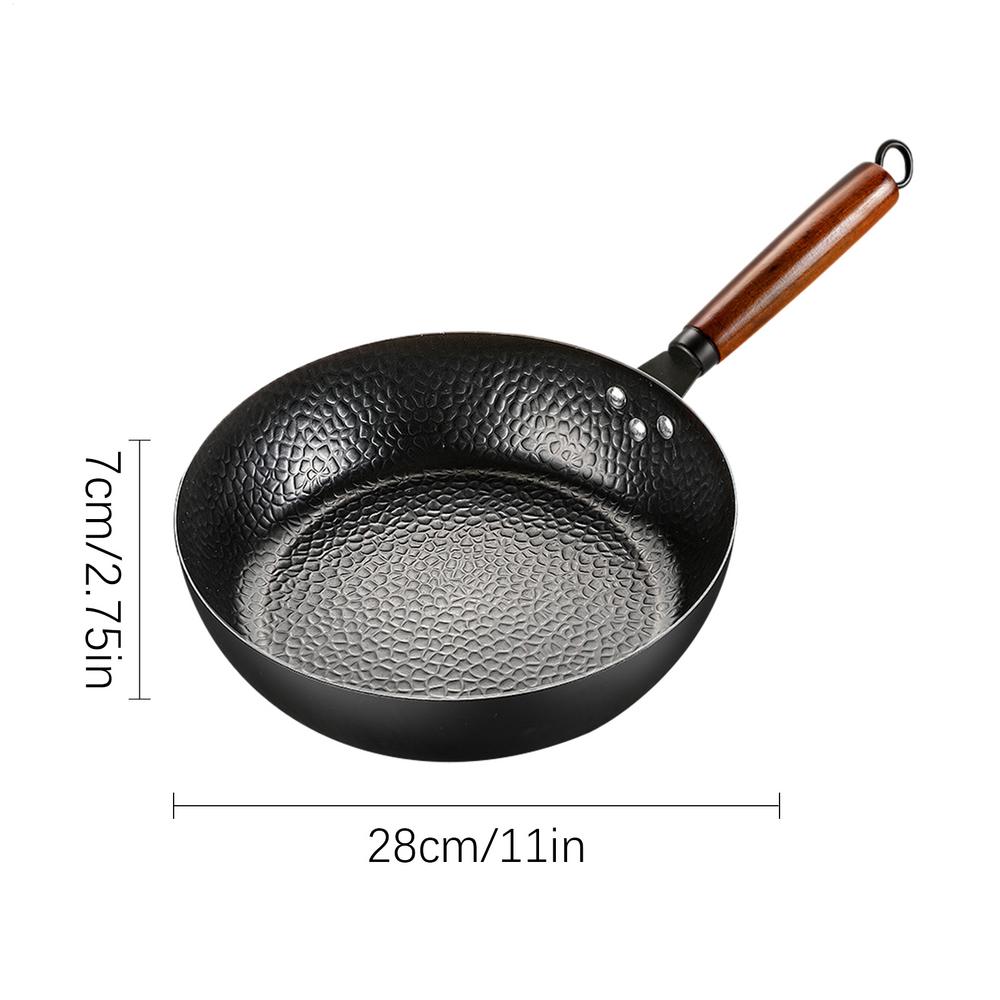 Сковородки с антипригарным покрытием Чугунная сковорода с крышкой Кухонная посуда Ручная работа Кованая сковорода для выпечки Индукционная плита Обед чёрный