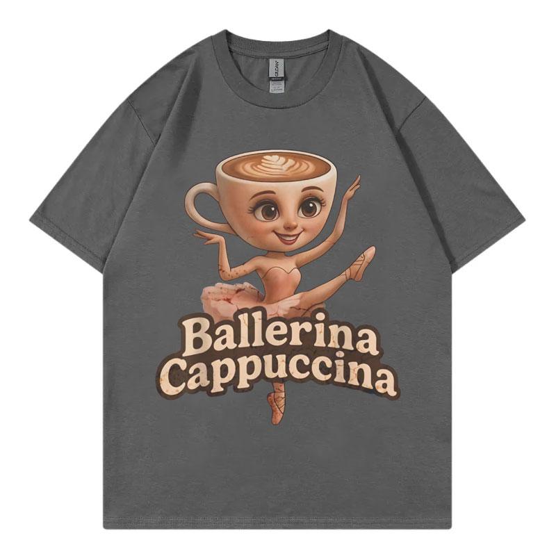 Funny Italian Brainrot Meme Ballerina Cappuccina Tshirt Men Women Vintage Fashion Y2k Tshirts Summer Casual Oversized T Shirt