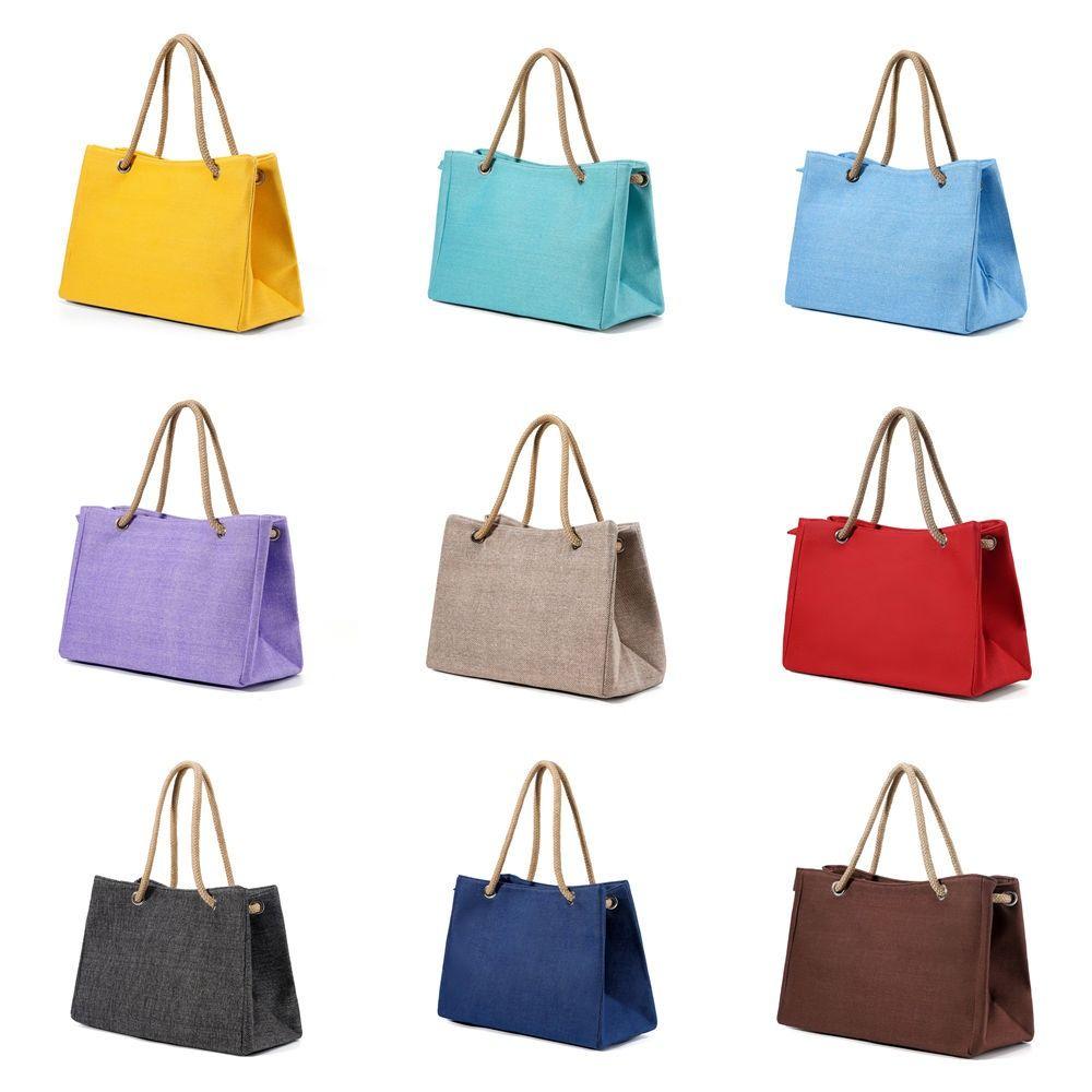 Shoulder Bag Solid Color Handbag Large Capacity Ethnic Style Handba Vintage Linen Tote Bag  Women
