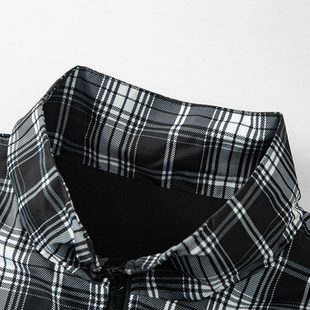 Men's Casual Color-blocked Two-sided Jacket, Men's Loose Patchwork Checkered Jacket