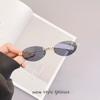 Korean Fashion Women'S Sunglasses Oval Shape Rimless Anti-Glare Sun Glasses Women Rhinestone Decoration Female Sunglass