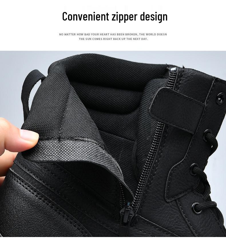 Men's Plus Size Waterproof Combat & Hiking Boots - Wear-Resistant Outdoor High-Tops, Military Desert Off-Road Boots