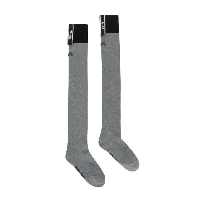 Logo Point Over Knee Socks_M/GRAY