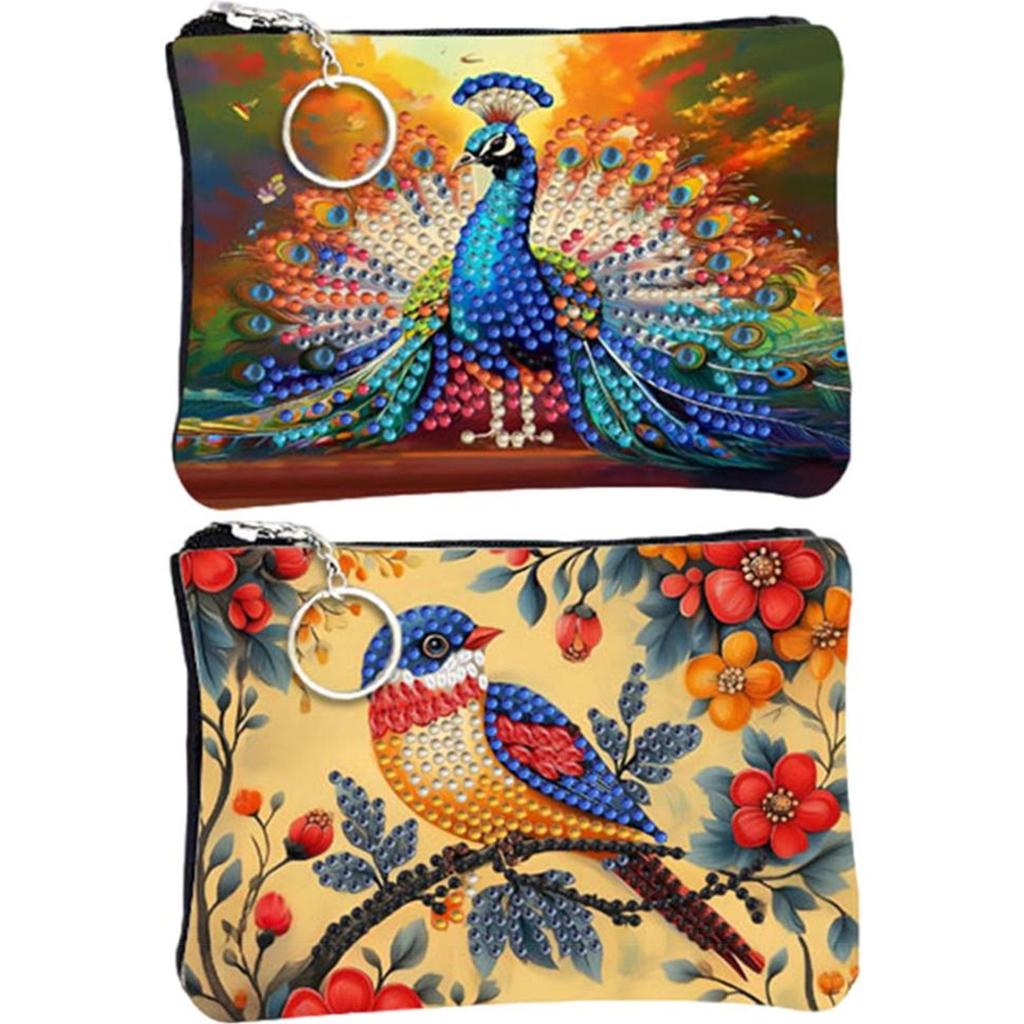 DIY Diamond Painting Bling Rhinestone Makeup Bag Zipper Closure Diamond Dot Diamond Card Pack Large Capacity for Home Decor Gift