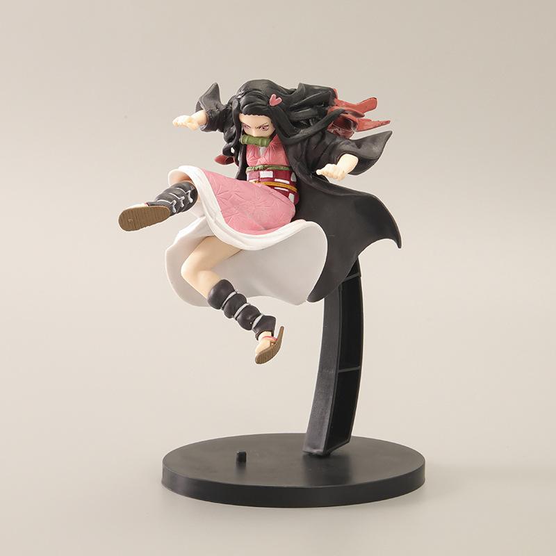 12CM Anime Demon Slayer Kamado Nezuko Fighting Stance Kick Model Toy Gift Collection For Kids PVC Aciton Figure