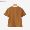 ZANZEA Women Summer V-Neck Short Sleeve Casual Blouse