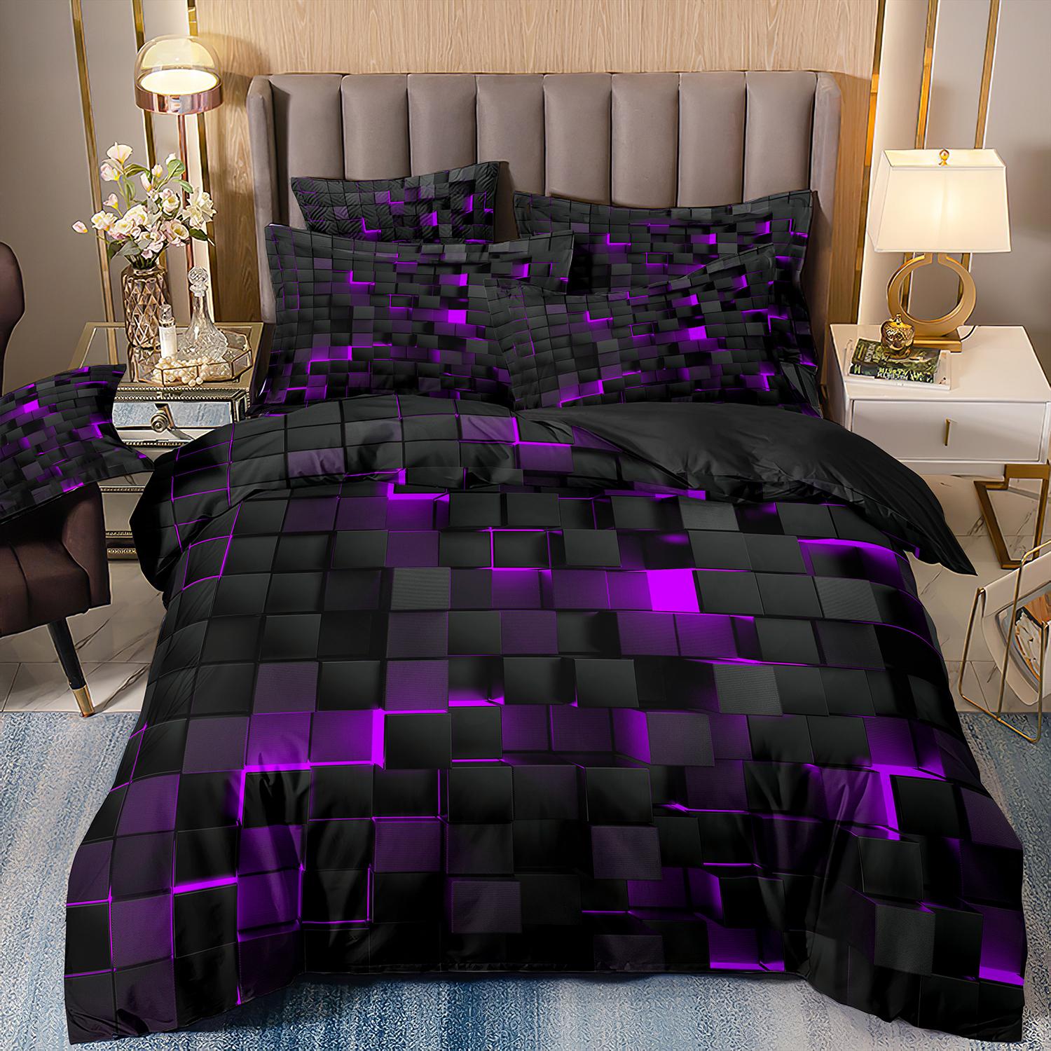 

Comforter Red Glowing Bedding Setabstract King Honeycomb For Teens Adults Geometry Hexagon Bed Set Comforter (quilt)-EU Single(135*200cm)3pcs