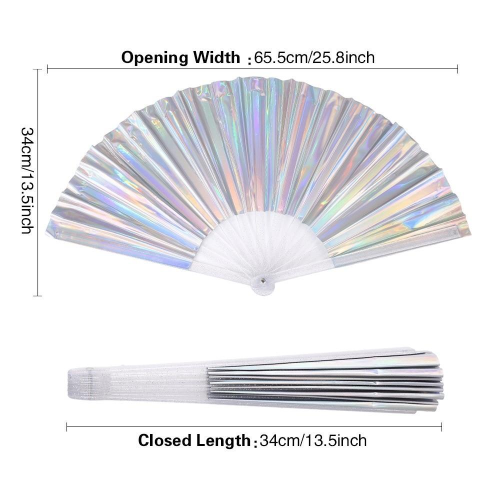 Iridescent Finish Folding Fan Large Size Cooling Fan New Handheld Fan  Summer
